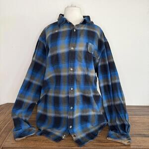 Legendary Whitetails Men's Blue and Black Plaid Flannel Shirt Size XLT